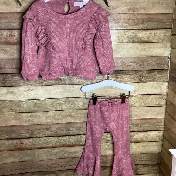 Rachel Zoe Mauve Bell Bottom Pant Set Baby Girl Size 18 months - Picture 1 of 4